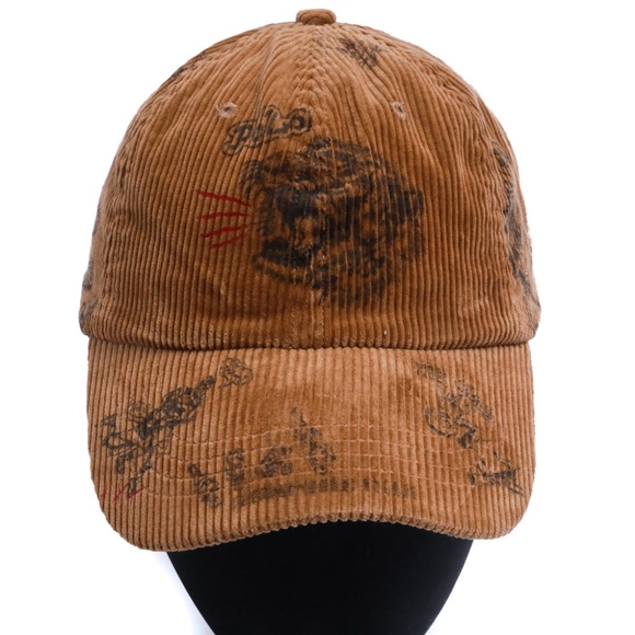 NWT Polo Ralph Lauren PRL Tiger Corduroy Brown Baseball Hat Cap - Picture 1 of 10